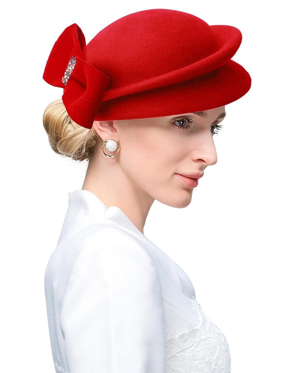 1256 Wool Fascinator Hat Winter Wool Felt Berets Hat Wedding Church Hat